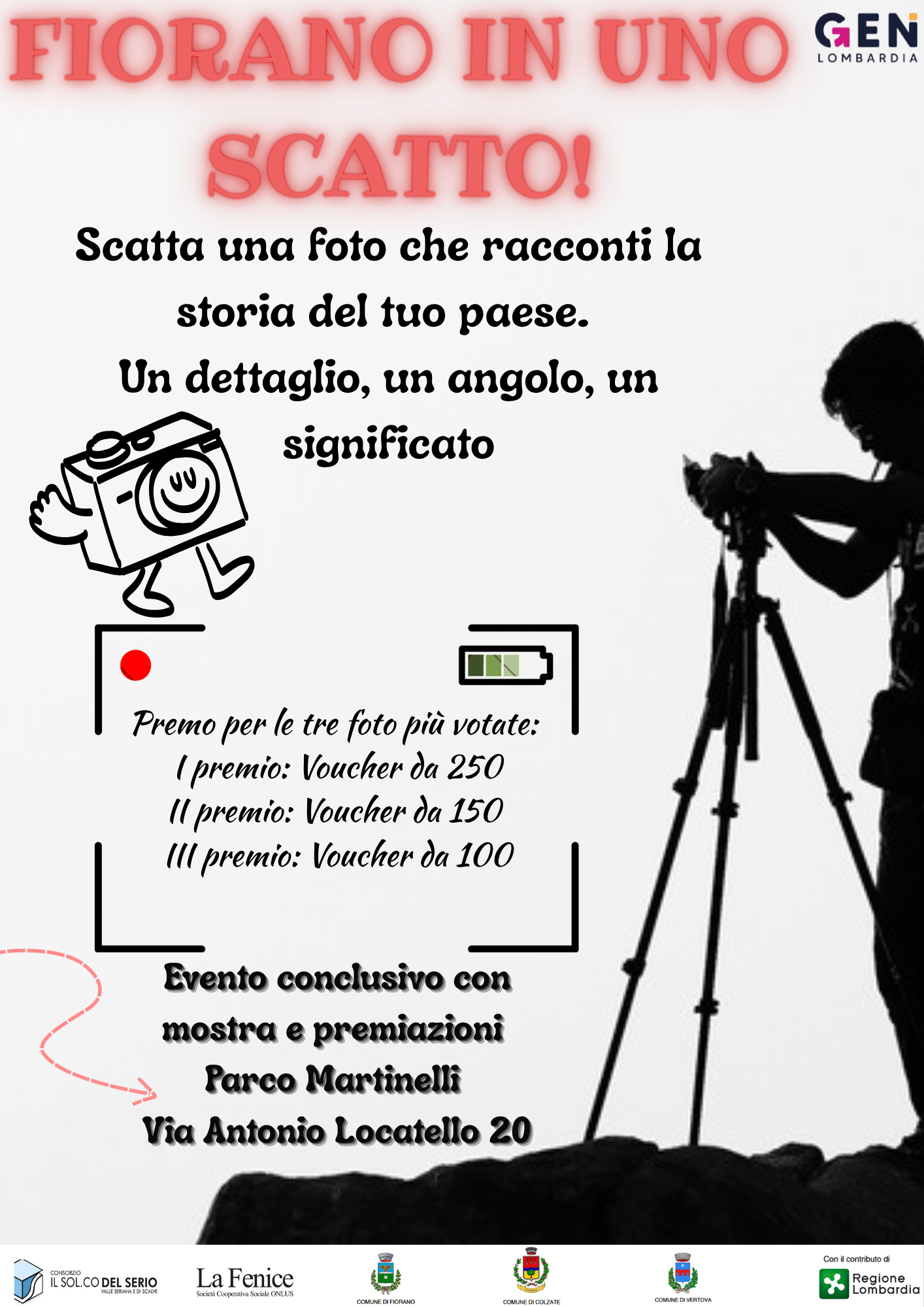 Hai mai guardato il tuo paese con occhi nuovi? 

Cattura un angolo speciale, un momento, un dettaglio, un volto che racconti Fiorano al Serio e scatta!